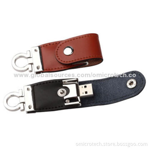 USB Flash Drives with Leather Case, No External Power Required